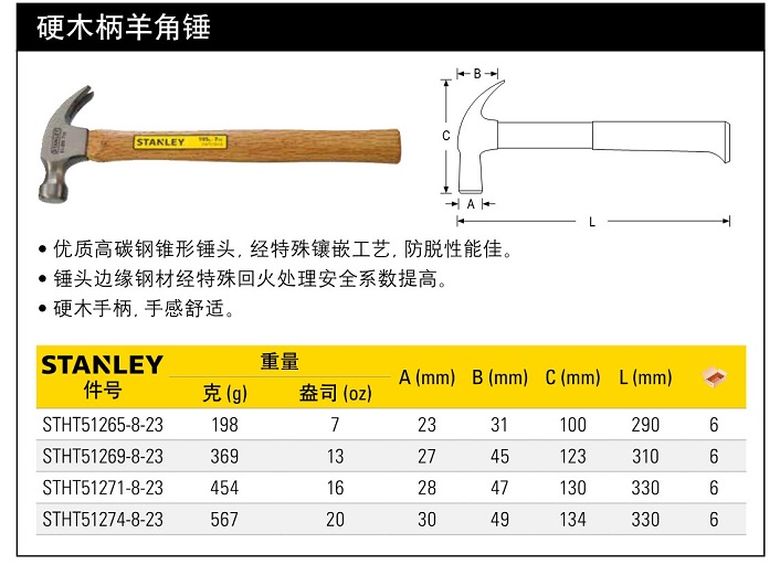 史丹利硬木柄羊角锤13oz.jpg